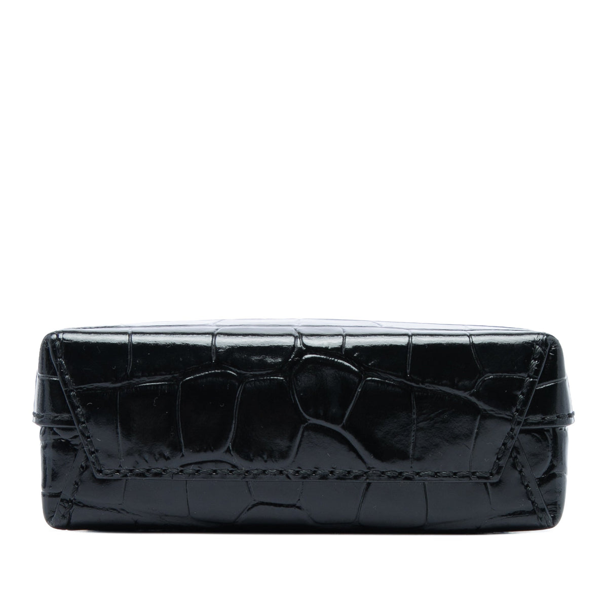 Balenciaga Mini Croc Embossed Leather Shopping Phone Holder — Black