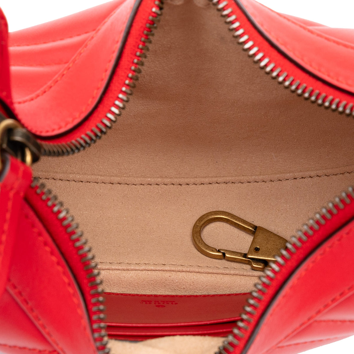 Gucci Mini GG Marmont Matelasse Calfskin Half Moon Bag — Red