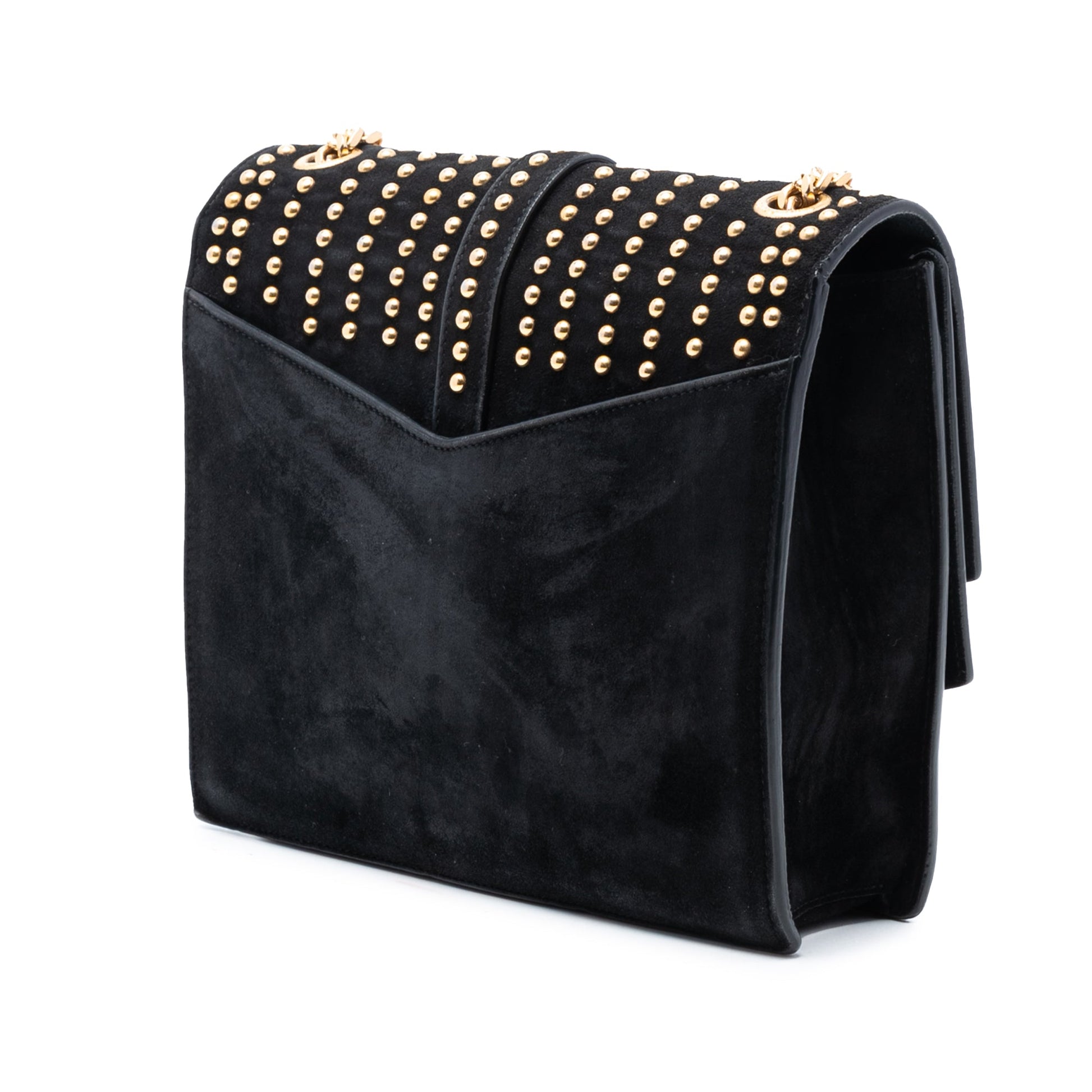 Saint Laurent Medium Studded Suede Monogram Sulpice Crossbody