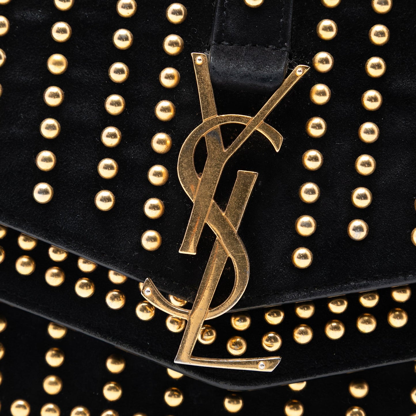 Saint Laurent Medium Studded Suede Monogram Sulpice Crossbody