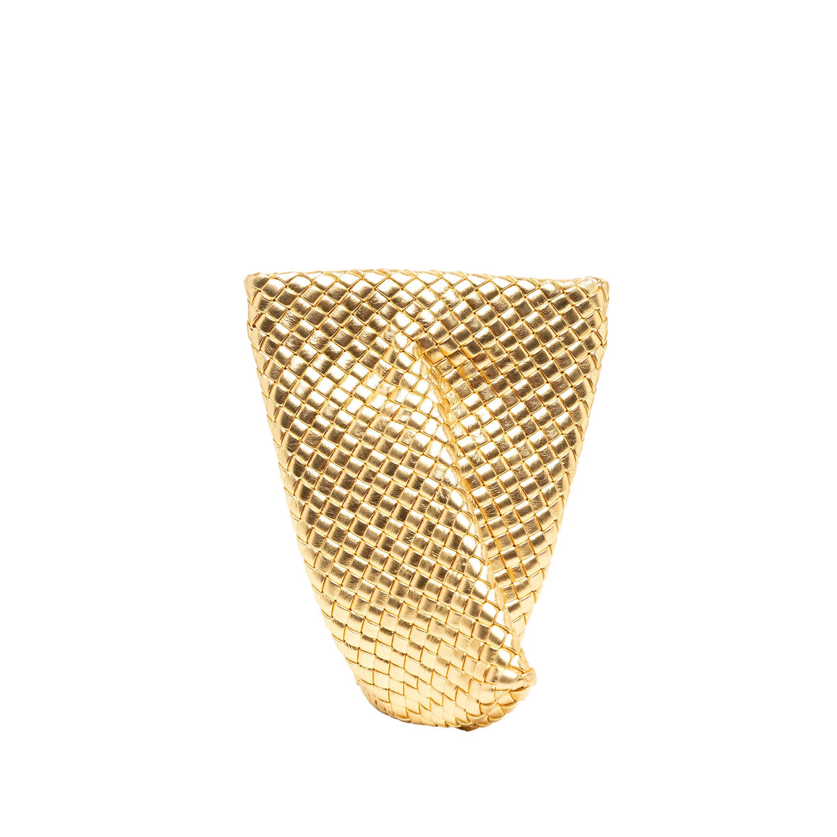 Bottega Veneta Metallic Nappa Intrecciato Padded Crisscross Clutch — Gold