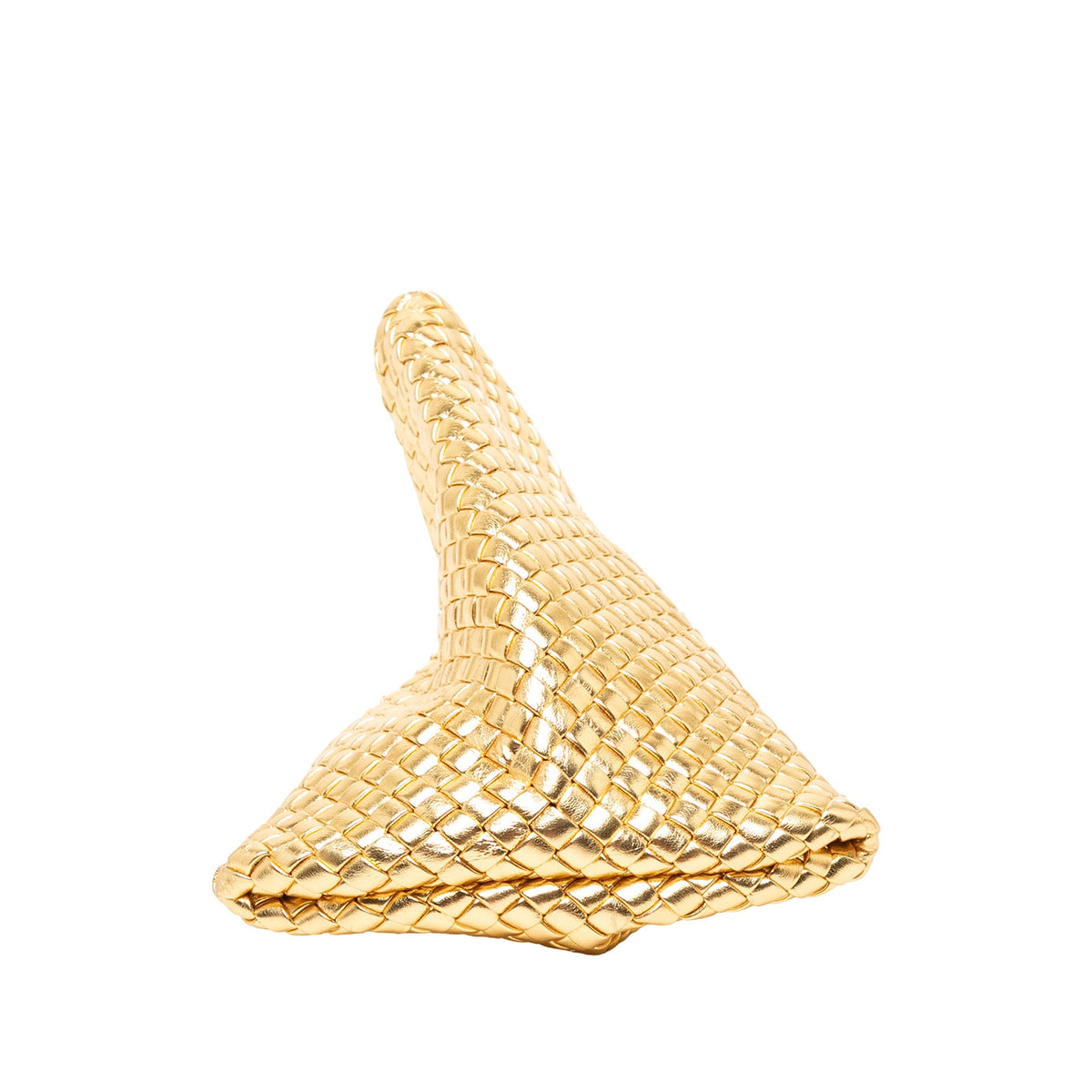 Bottega Veneta Metallic Nappa Intrecciato Padded Crisscross Clutch — Gold