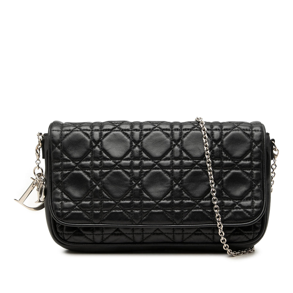Dior Lambskin Cannage Lady Dior Chain Crossbody — Black