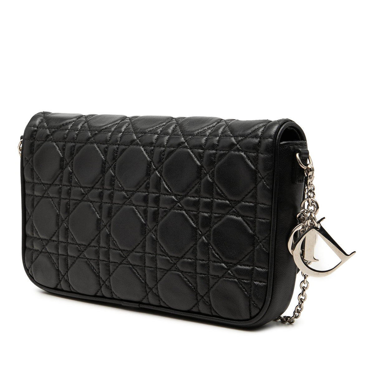 Dior Lambskin Cannage Lady Dior Chain Crossbody — Black