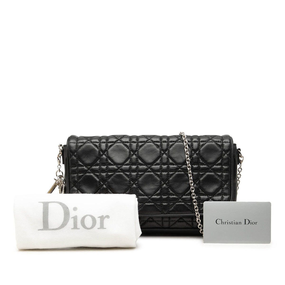Dior Lambskin Cannage Lady Dior Chain Crossbody — Black