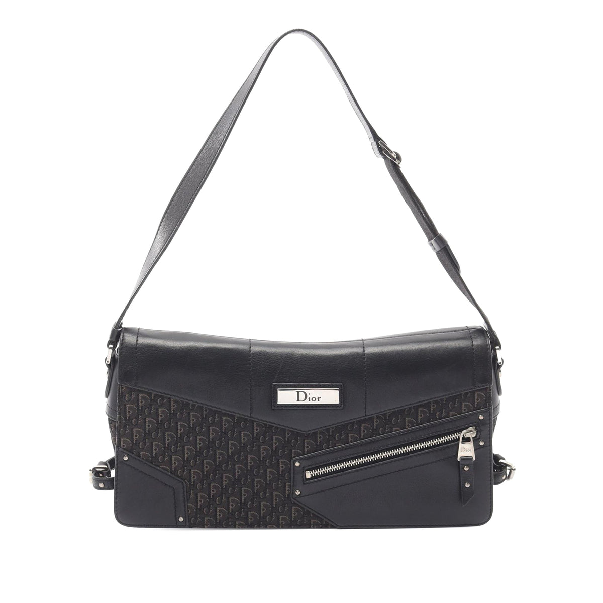 Dior Diorissimo Trotter Canvas Street Chic Shoulder Bag — Black