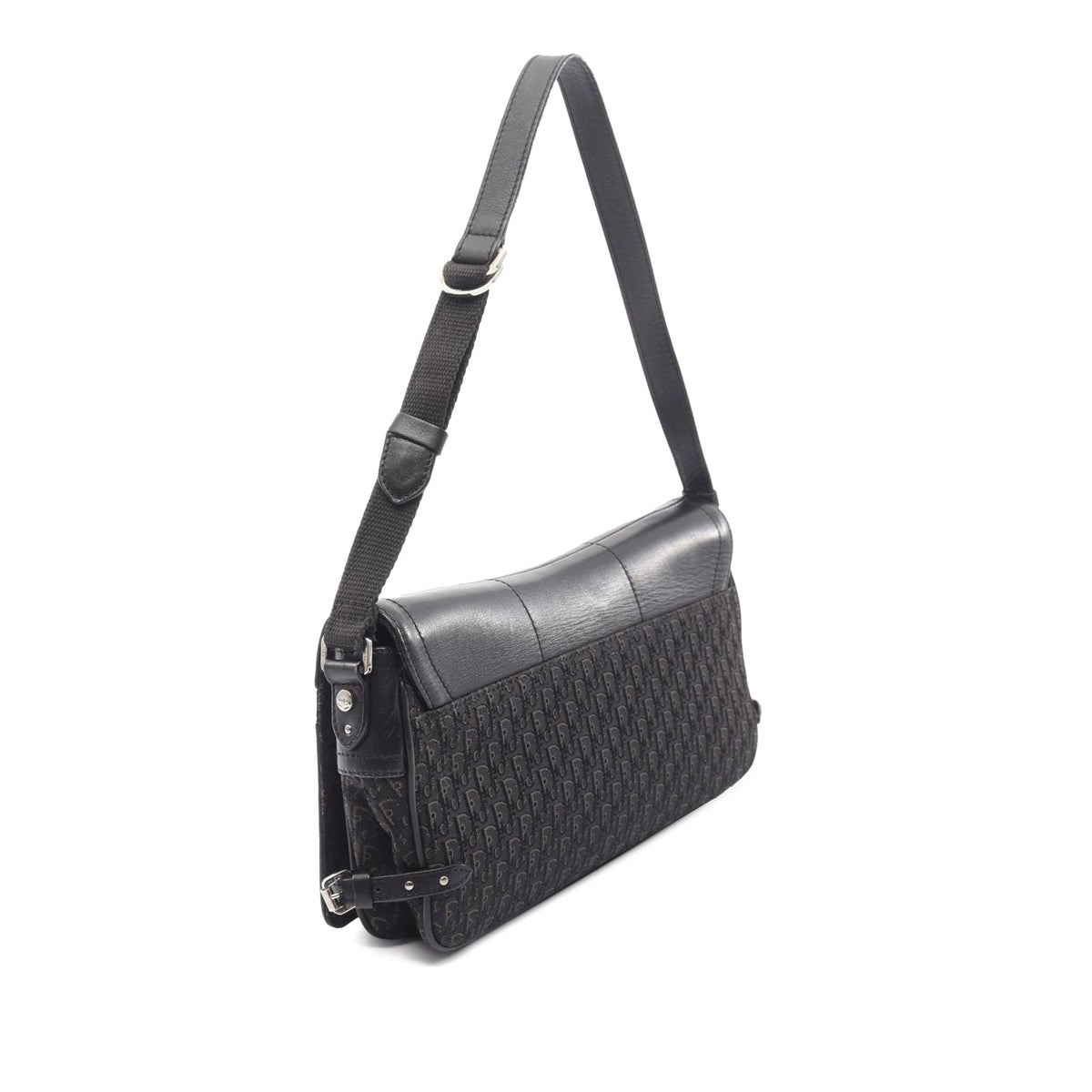 Dior Diorissimo Trotter Canvas Street Chic Shoulder Bag — Black