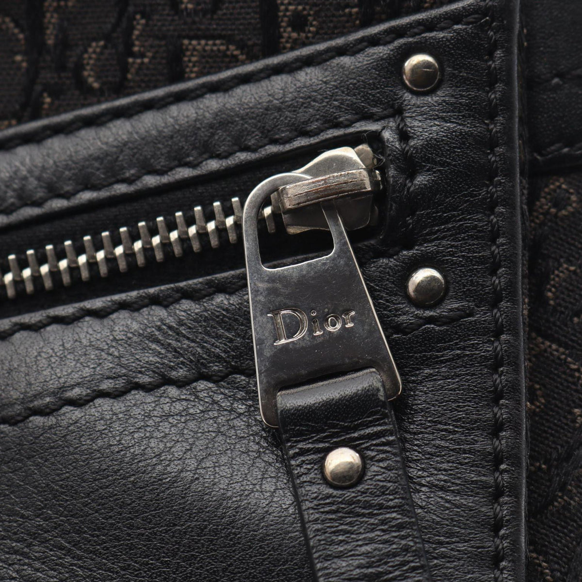 Dior Diorissimo Trotter Canvas Street Chic Shoulder Bag — Black