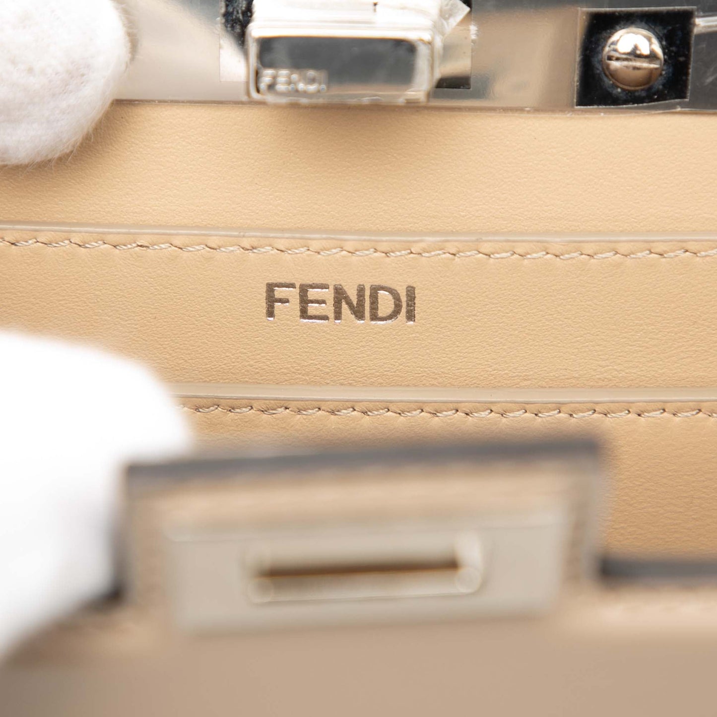 Fendi Small Leather Peekaboo Cut Chain Shoulder Bag