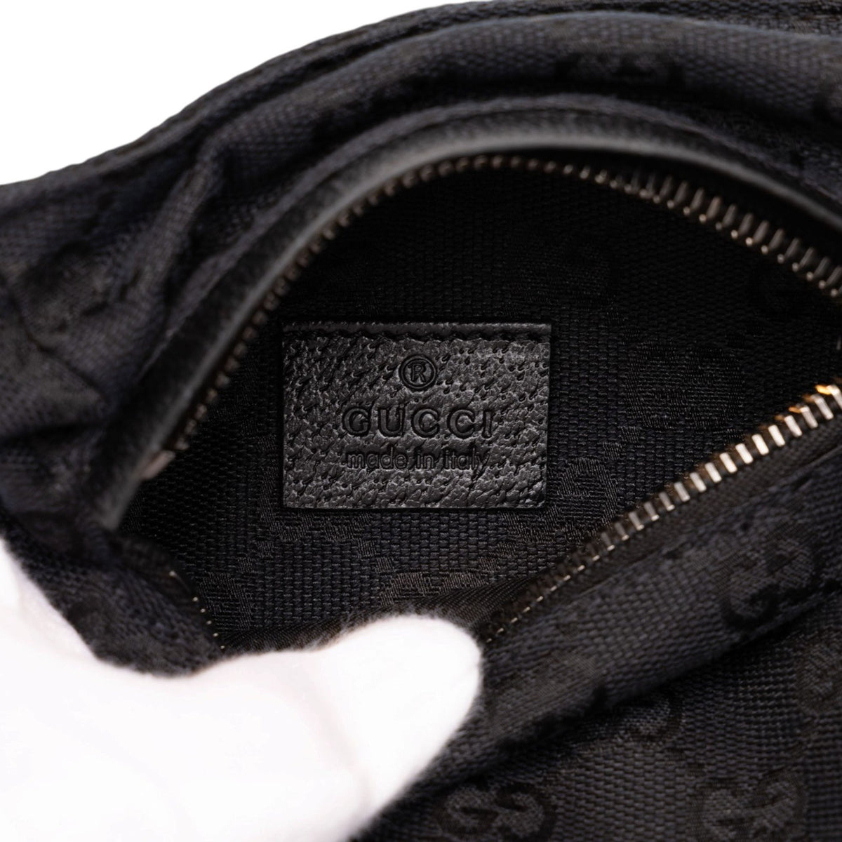 Gucci GG Canvas Double Pocket Belt Bag — Black