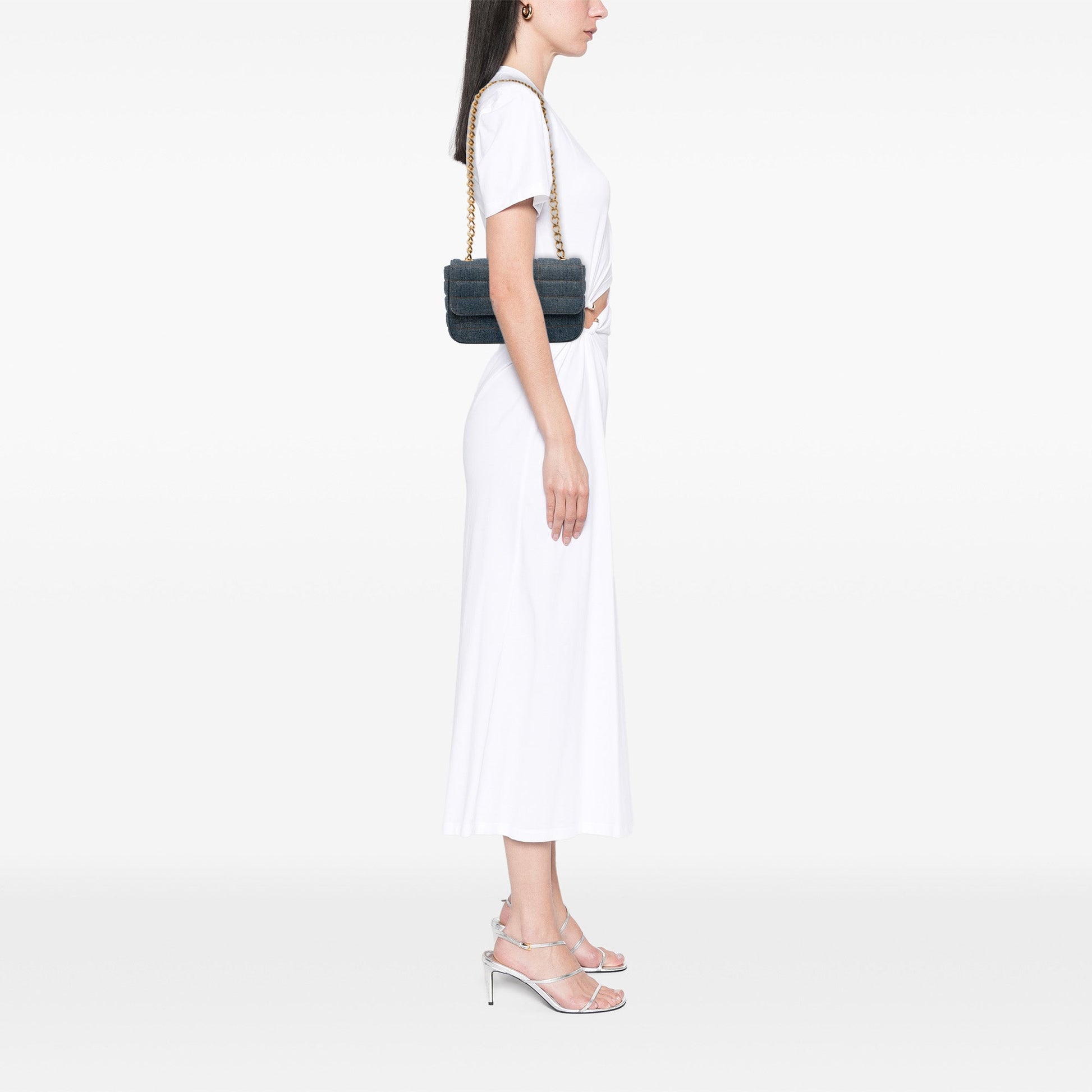 Celine Matelasse Denim Monochrome Chain Shoulder Bag