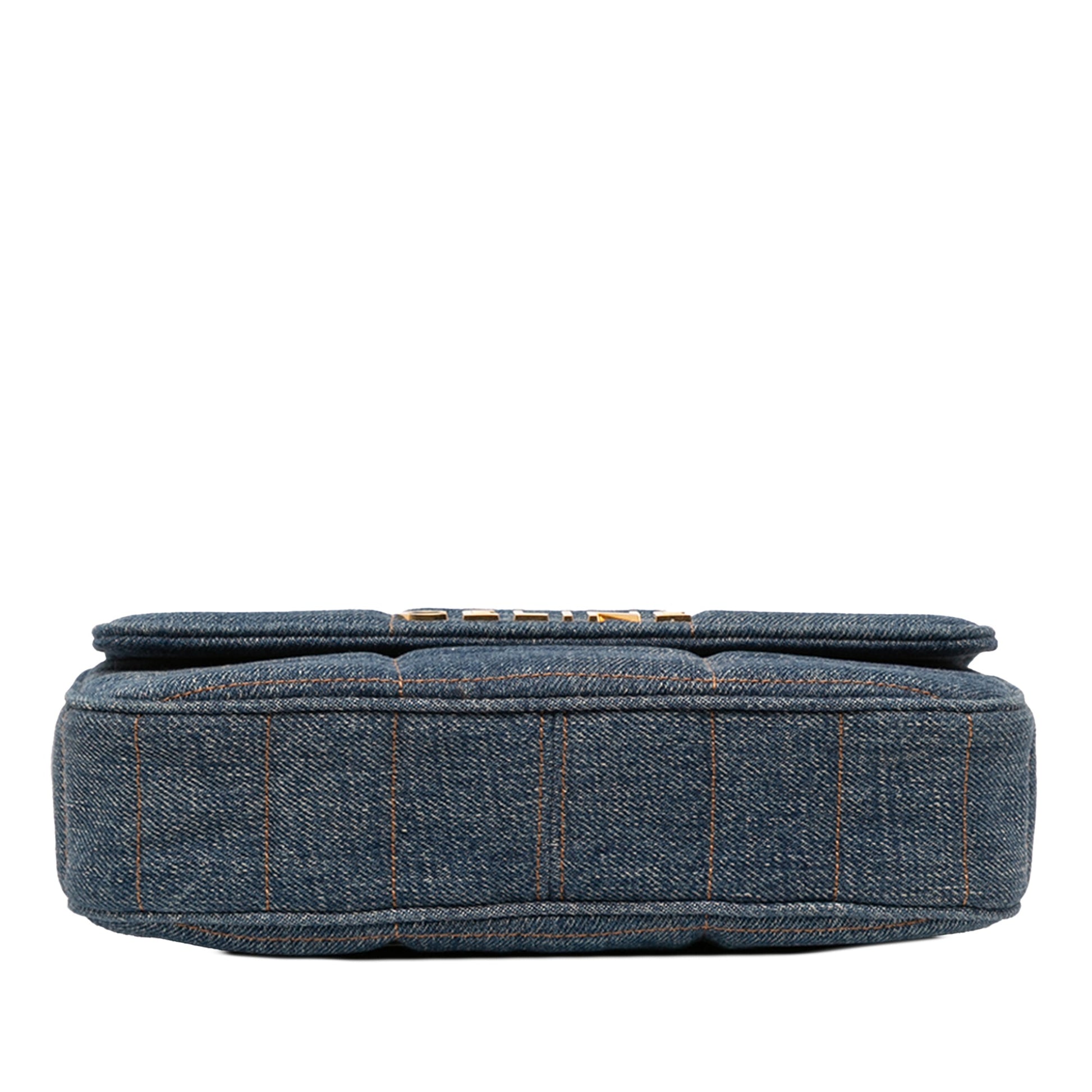Celine Matelasse Denim Monochrome Chain Shoulder Bag