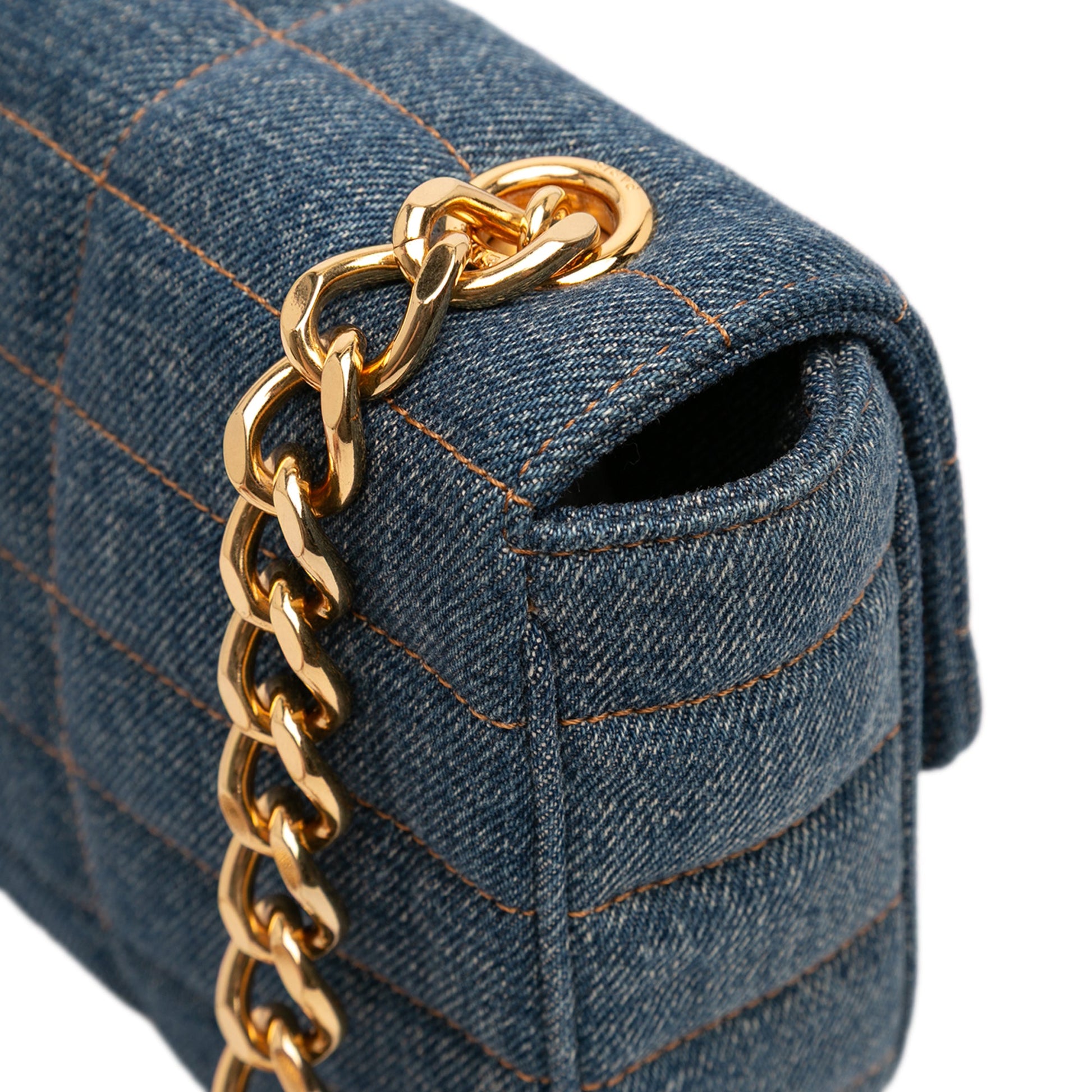 Celine Matelasse Denim Monochrome Chain Shoulder Bag
