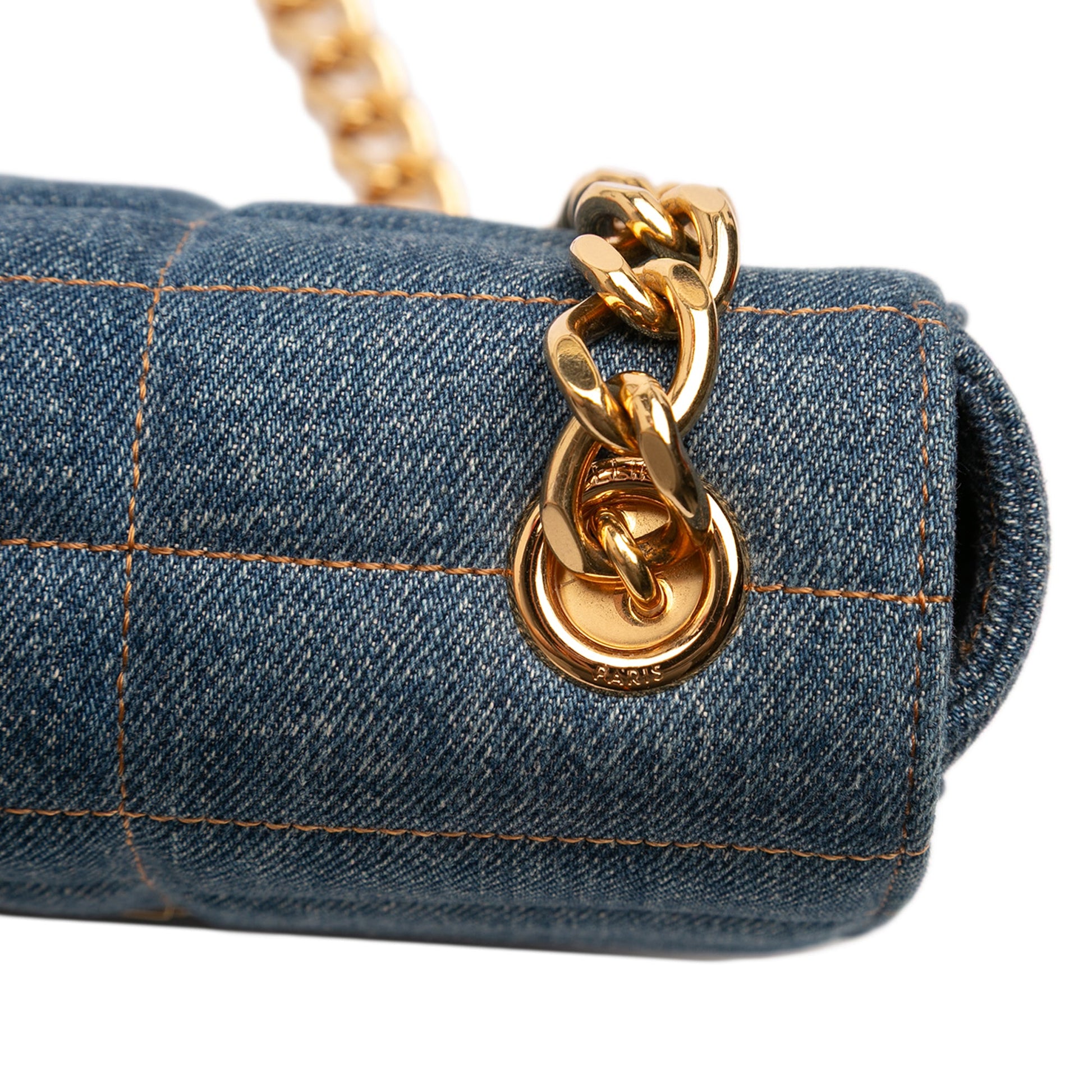 Celine Matelasse Denim Monochrome Chain Shoulder Bag