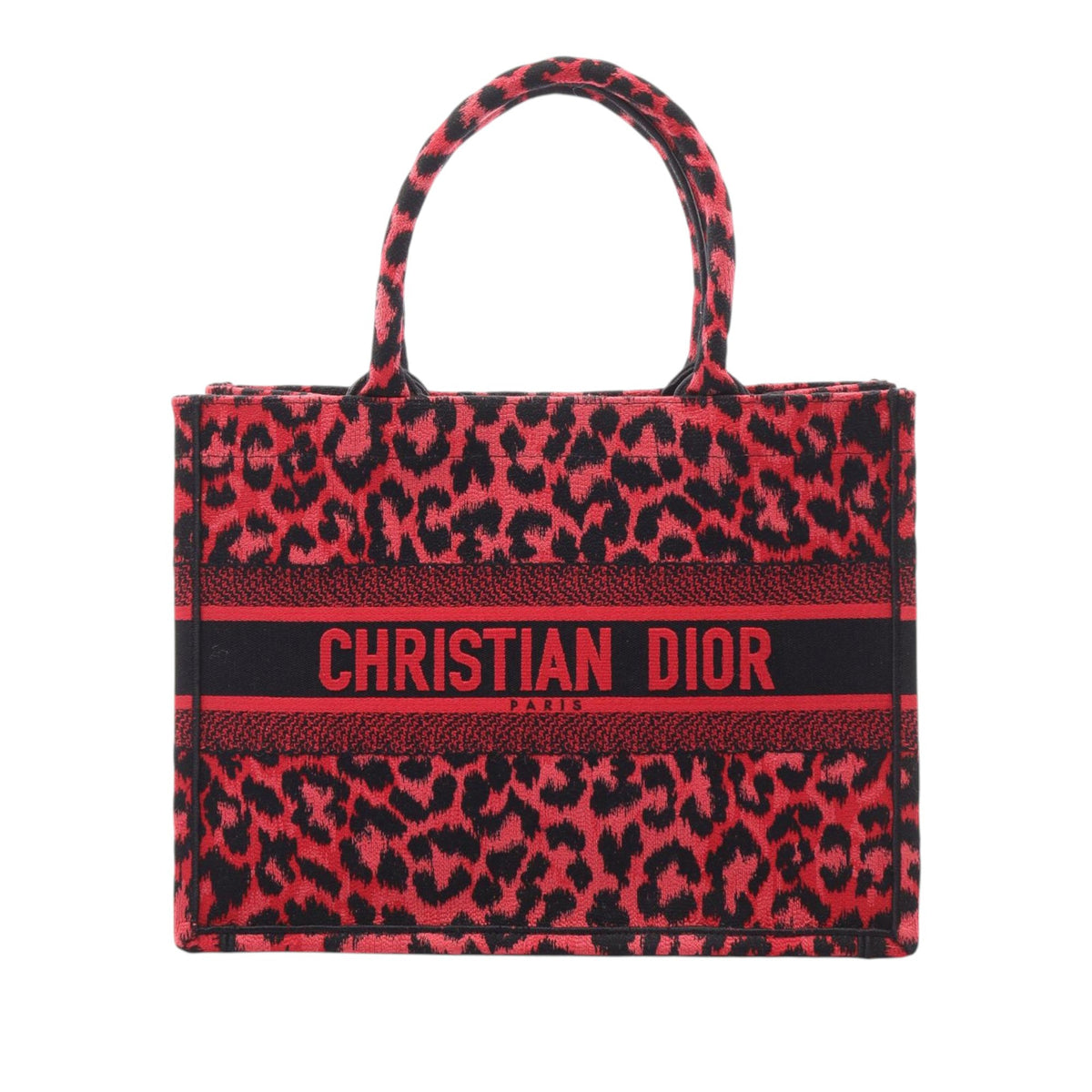 Dior Mizza Medium Embroidered Canvas Leopard Book Tote