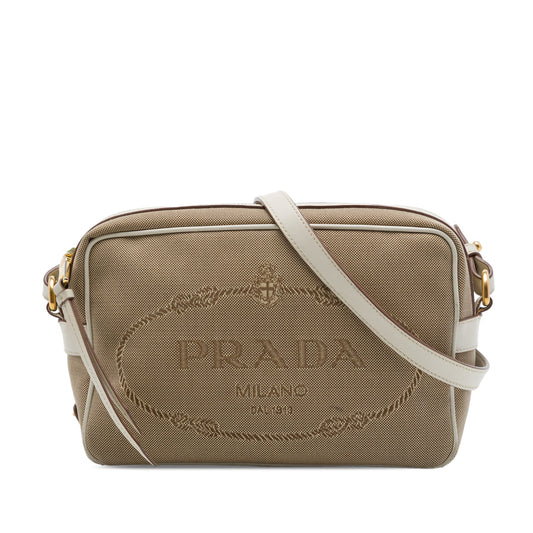 Prada Canvas Canapa Logo Camera Bag — Beige