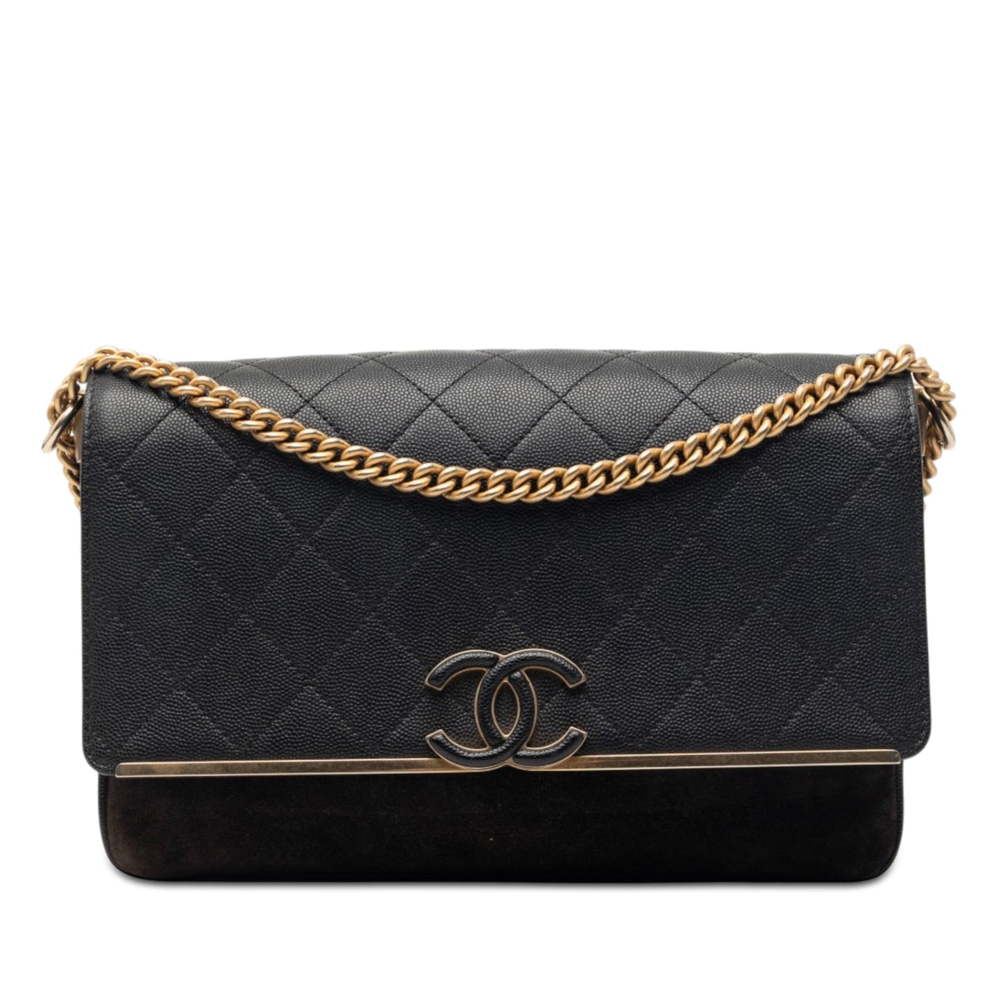 Chanel CC Stitched Caviar and Suede Lady Coco Flap