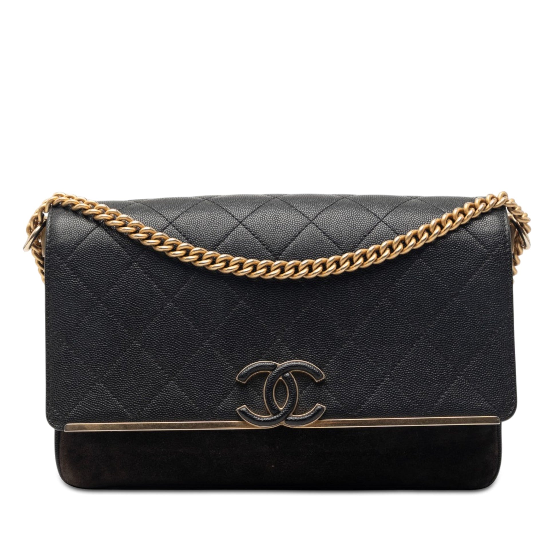 Chanel CC Stitched Caviar and Suede Lady Coco Flap