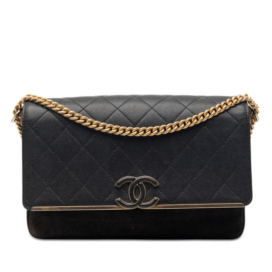 Chanel CC Stitched Caviar and Suede Lady Coco Flap