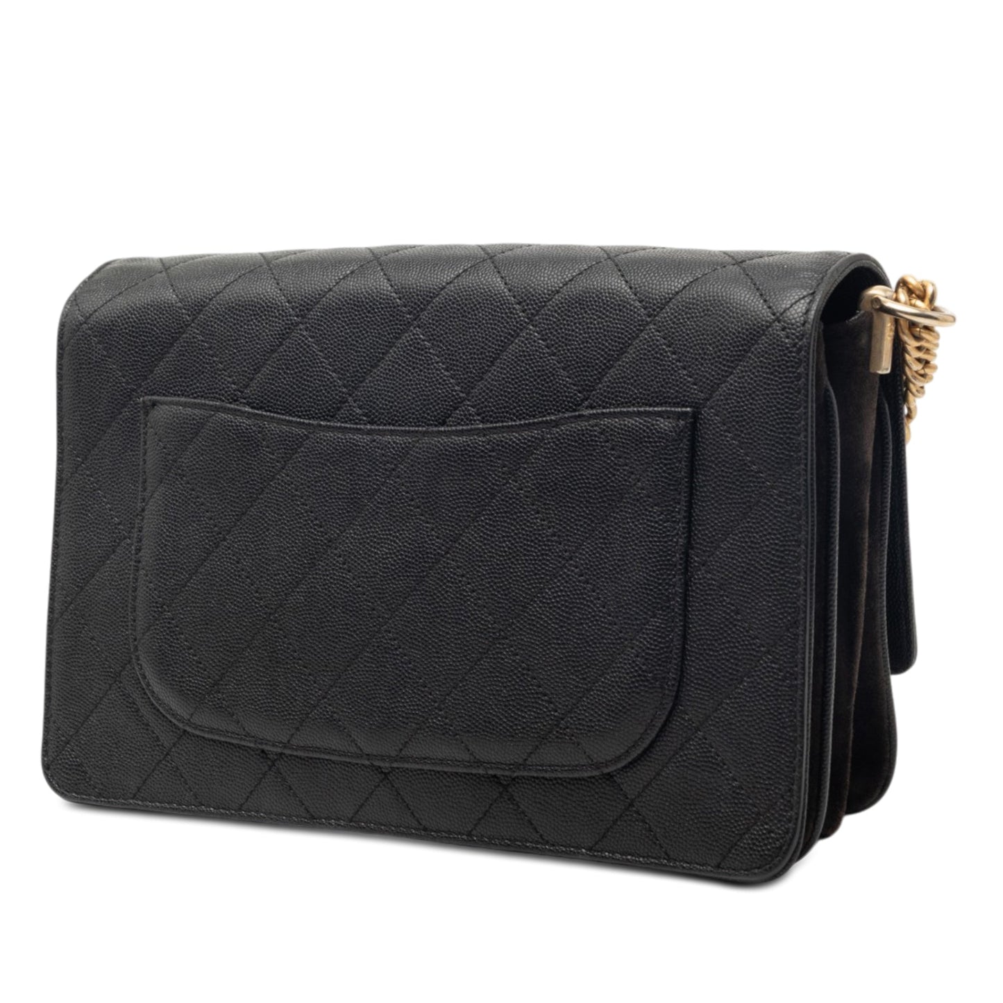 Chanel CC Stitched Caviar and Suede Lady Coco Flap