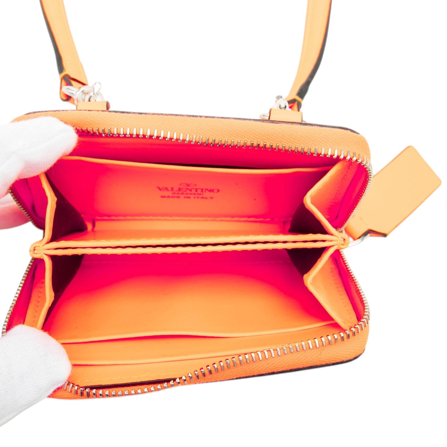 Valentino Calfskin VLTN Wallet with Neck Strap
