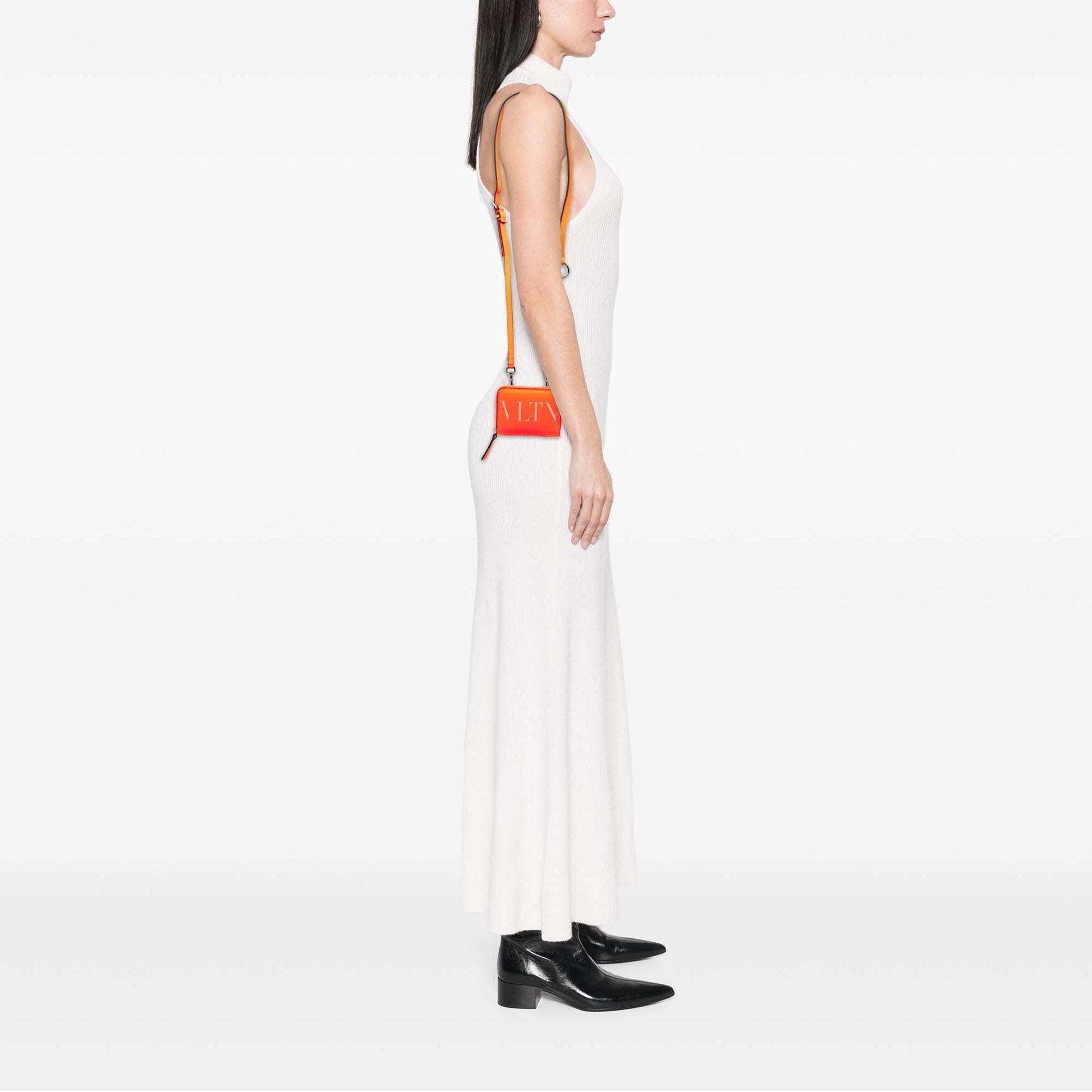 Valentino Calfskin VLTN Wallet with Neck Strap