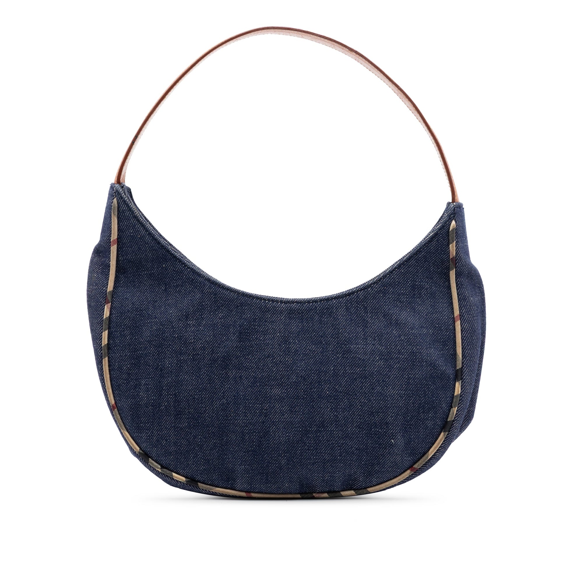 Burberry House Check Trimmed Denim Shoulder Bag