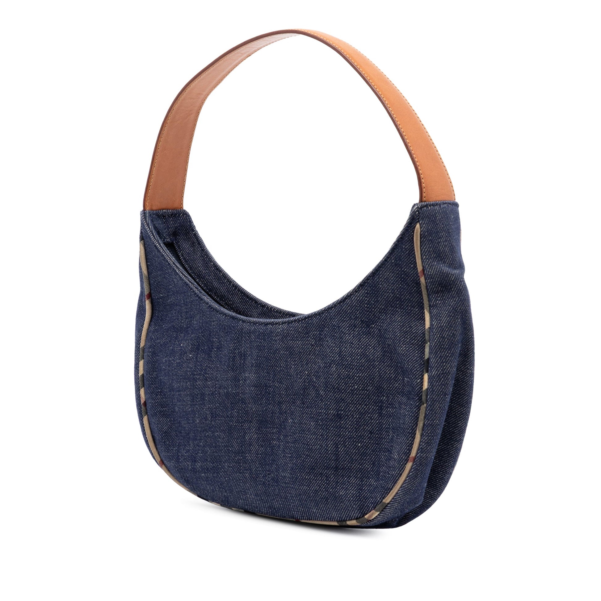 Burberry House Check Trimmed Denim Shoulder Bag
