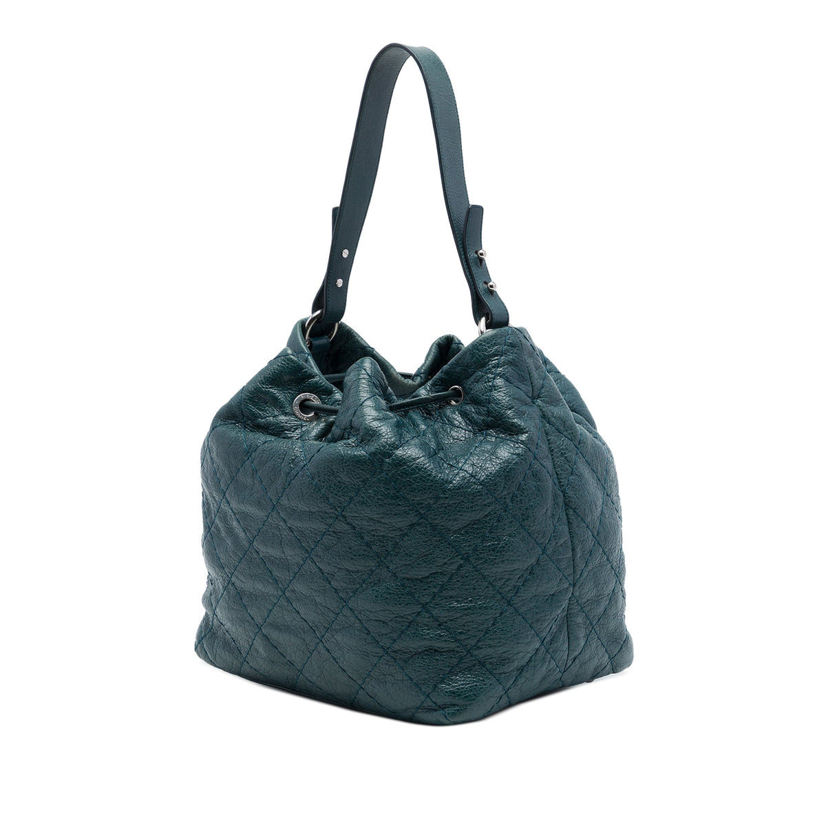 Chanel Quilted Glazed Calfskin On The Road Bucket Bag — Blue