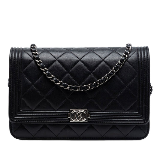 Chanel Quilted Lambskin Boy Wallet On Chain
