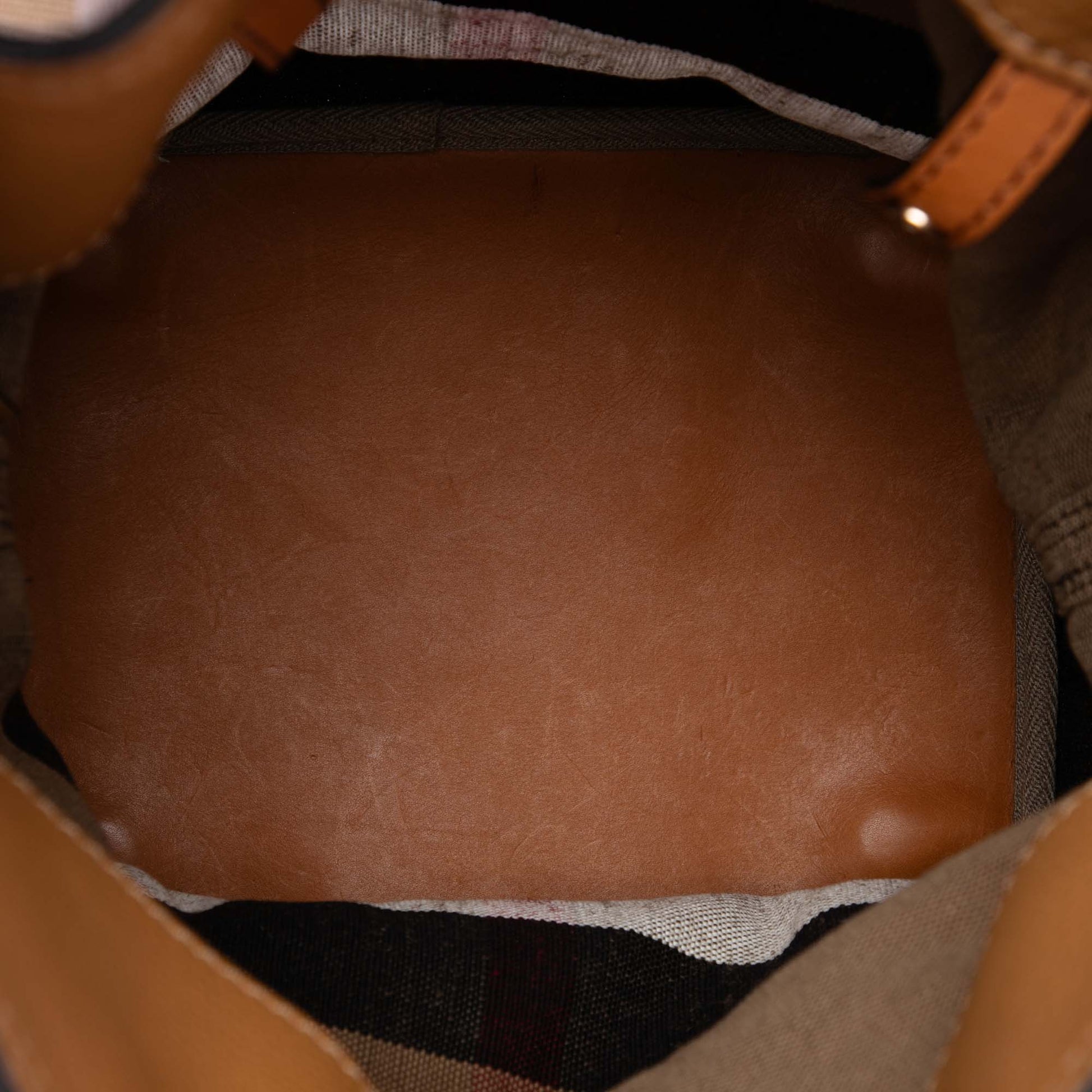Burberry Medium Mega Check Canvas and Grained Calfskin Ashby Tassel Bucket Bag