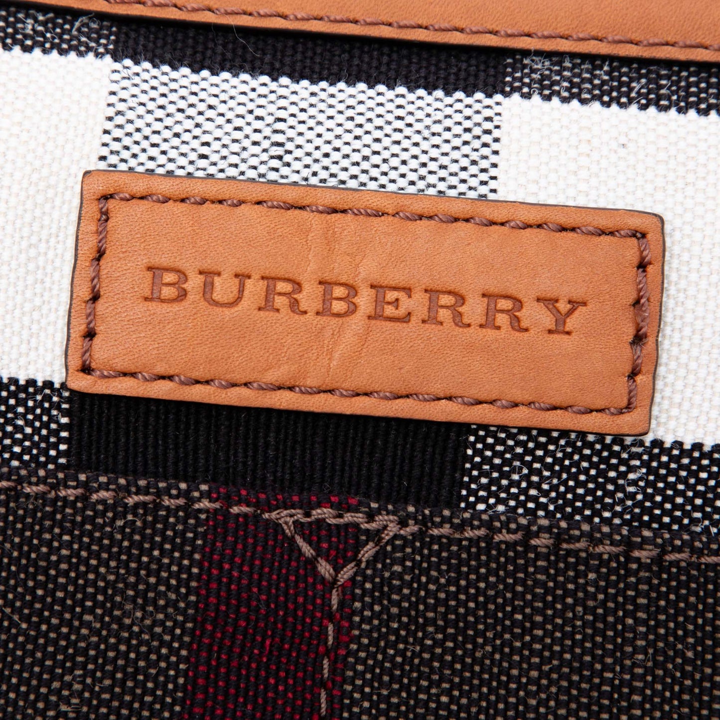 Burberry Medium Mega Check Canvas and Grained Calfskin Ashby Tassel Bucket Bag