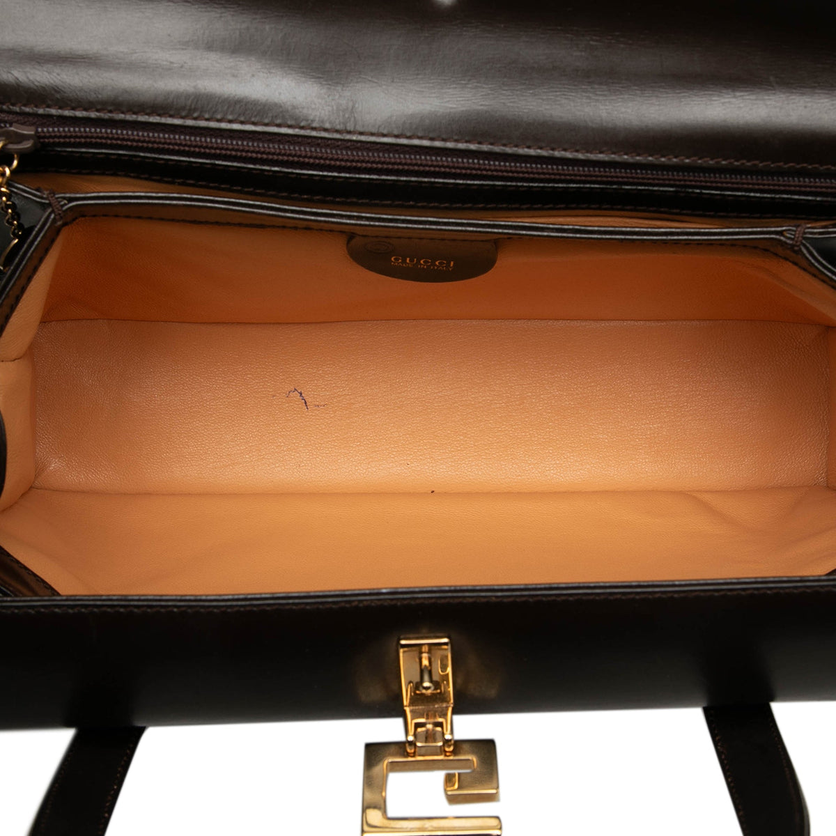 Gucci Calfskin Square G Handbag — Brown