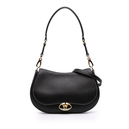 Valentino Medium Leather Ohval Flap Bag — Black