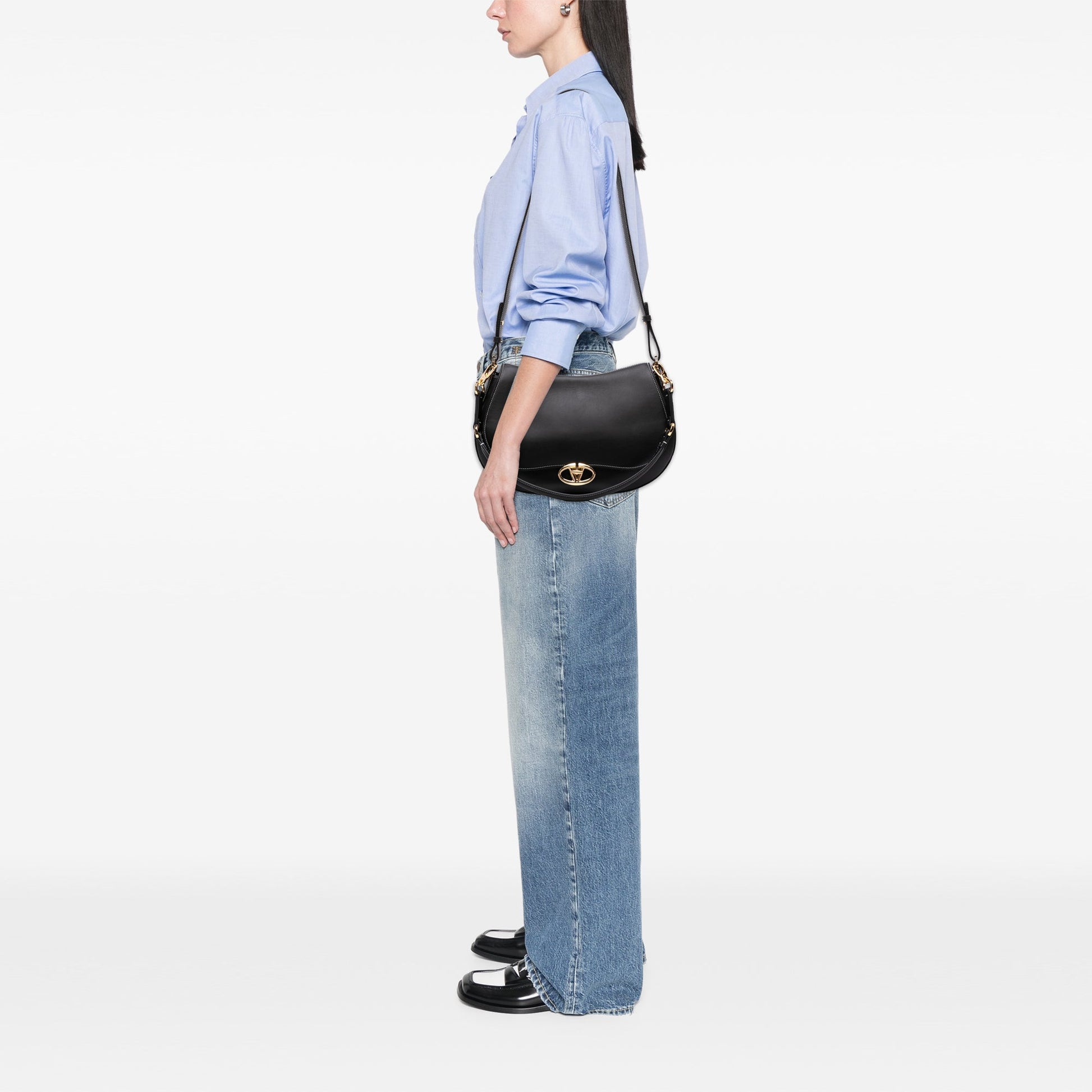 Valentino Medium Leather Ohval Flap Bag