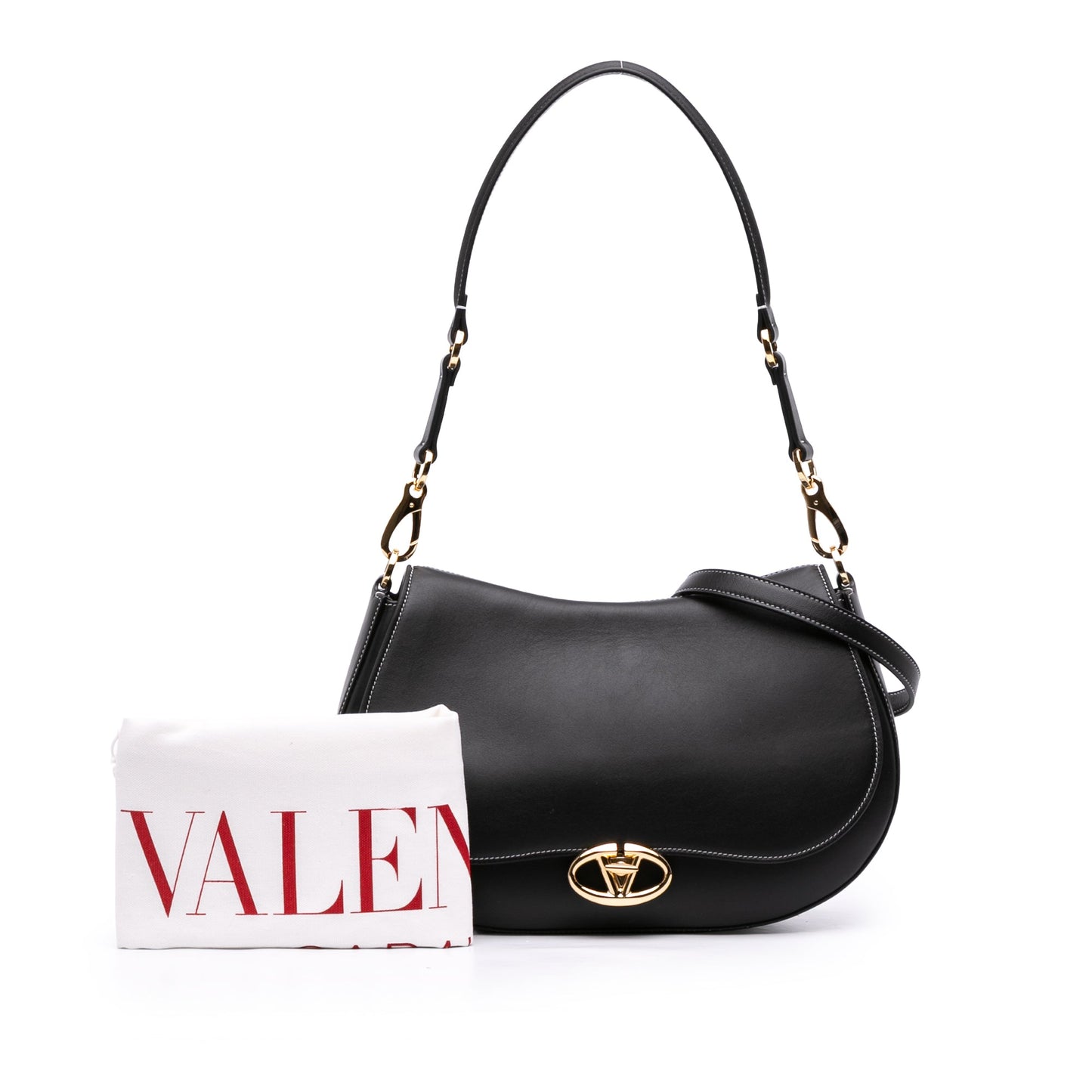 Valentino Medium Leather Ohval Flap Bag