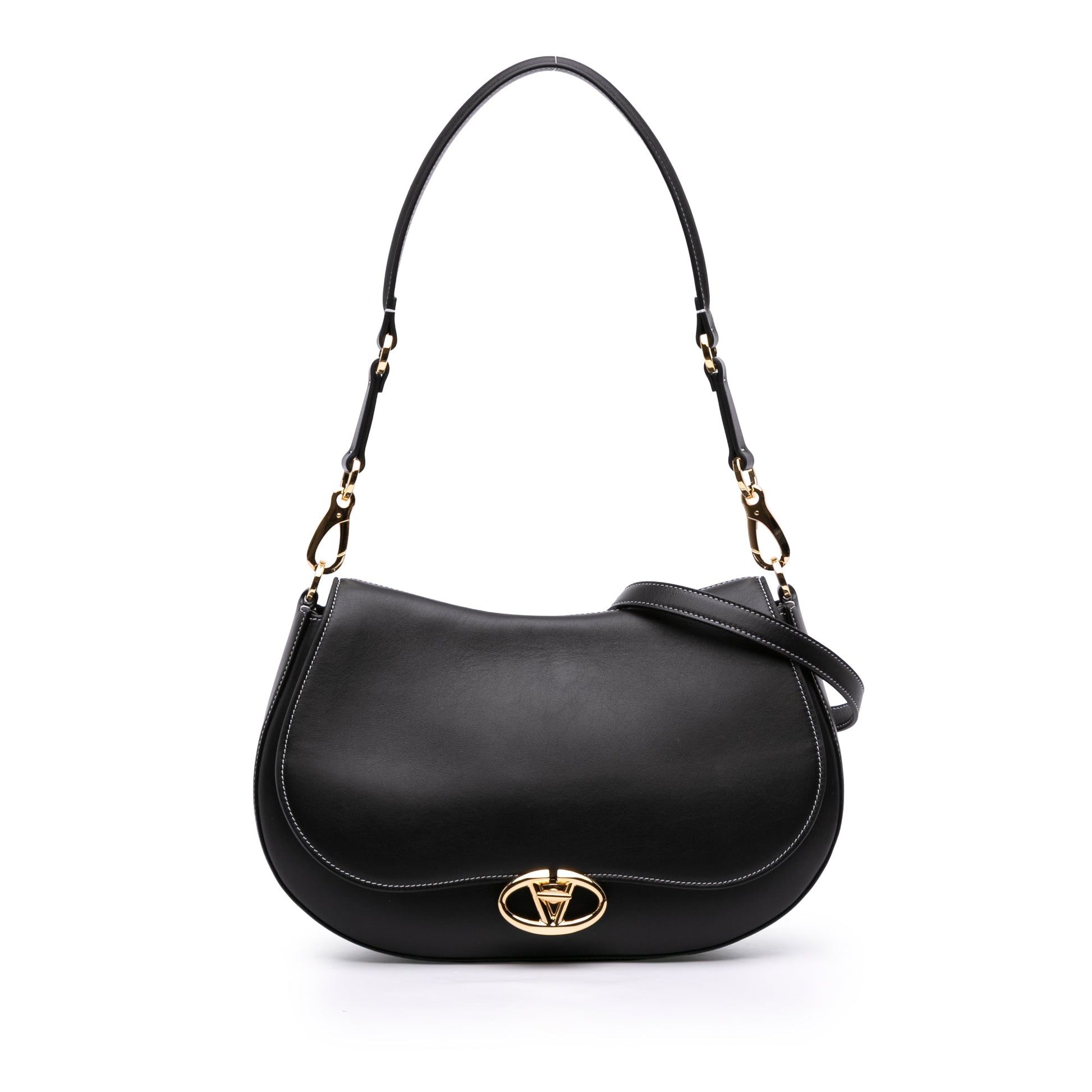 Valentino Medium Leather Ohval Flap Bag