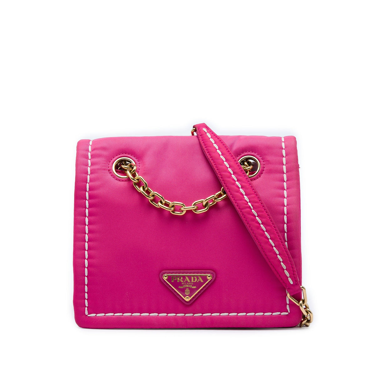 Prada Small Tessuto Chain Flap Crossbody