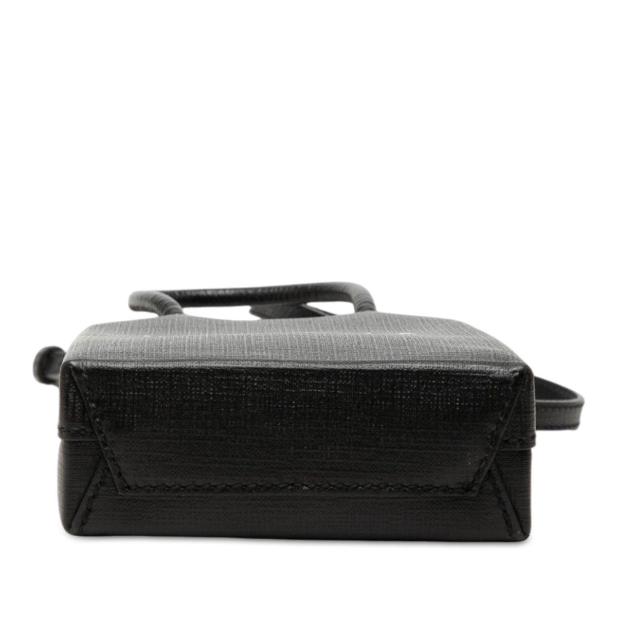 Balenciaga Mini Calfskin Logo Shopping Phone Holder — Black