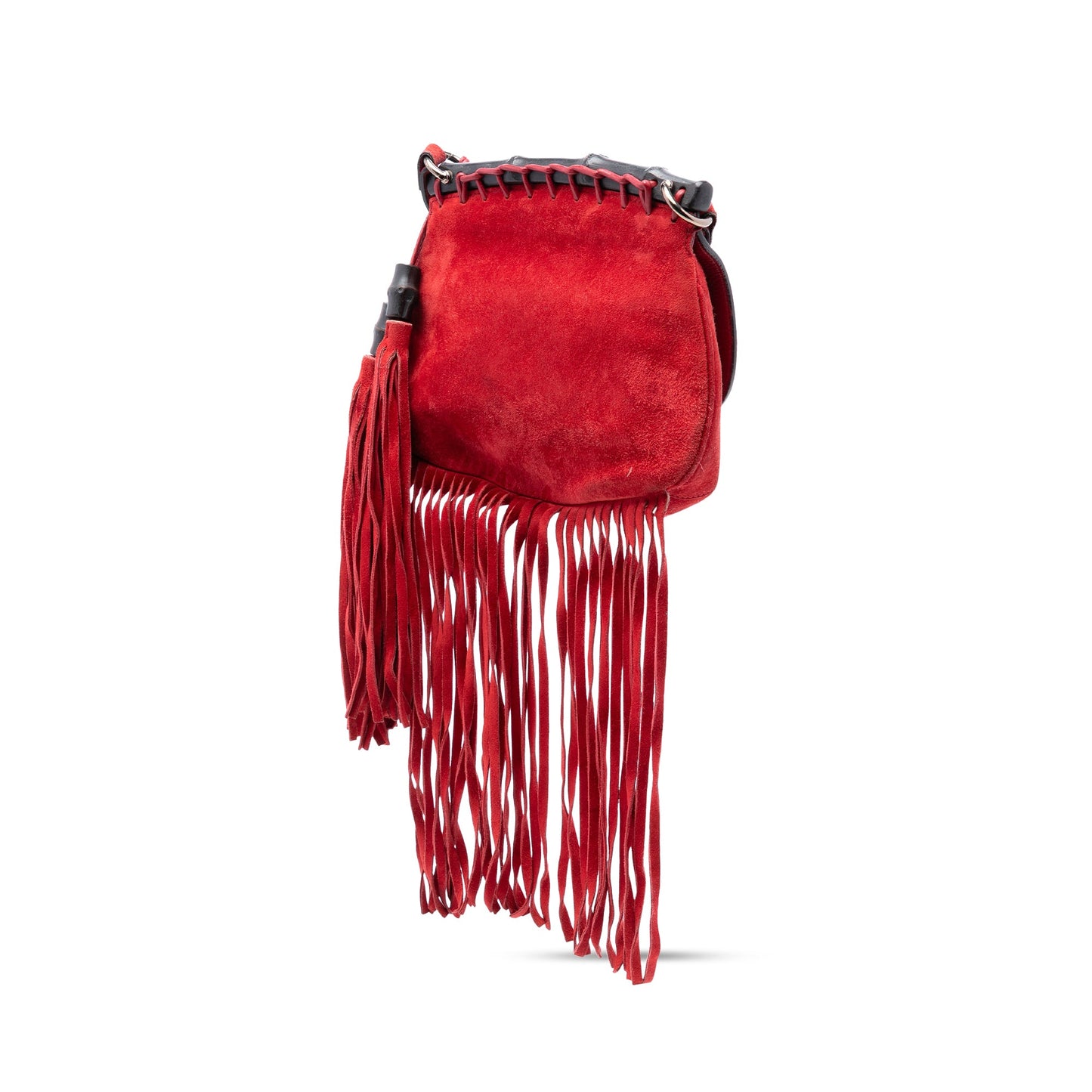 Gucci Small Suede Bamboo Nouveau Fringe Crossbody