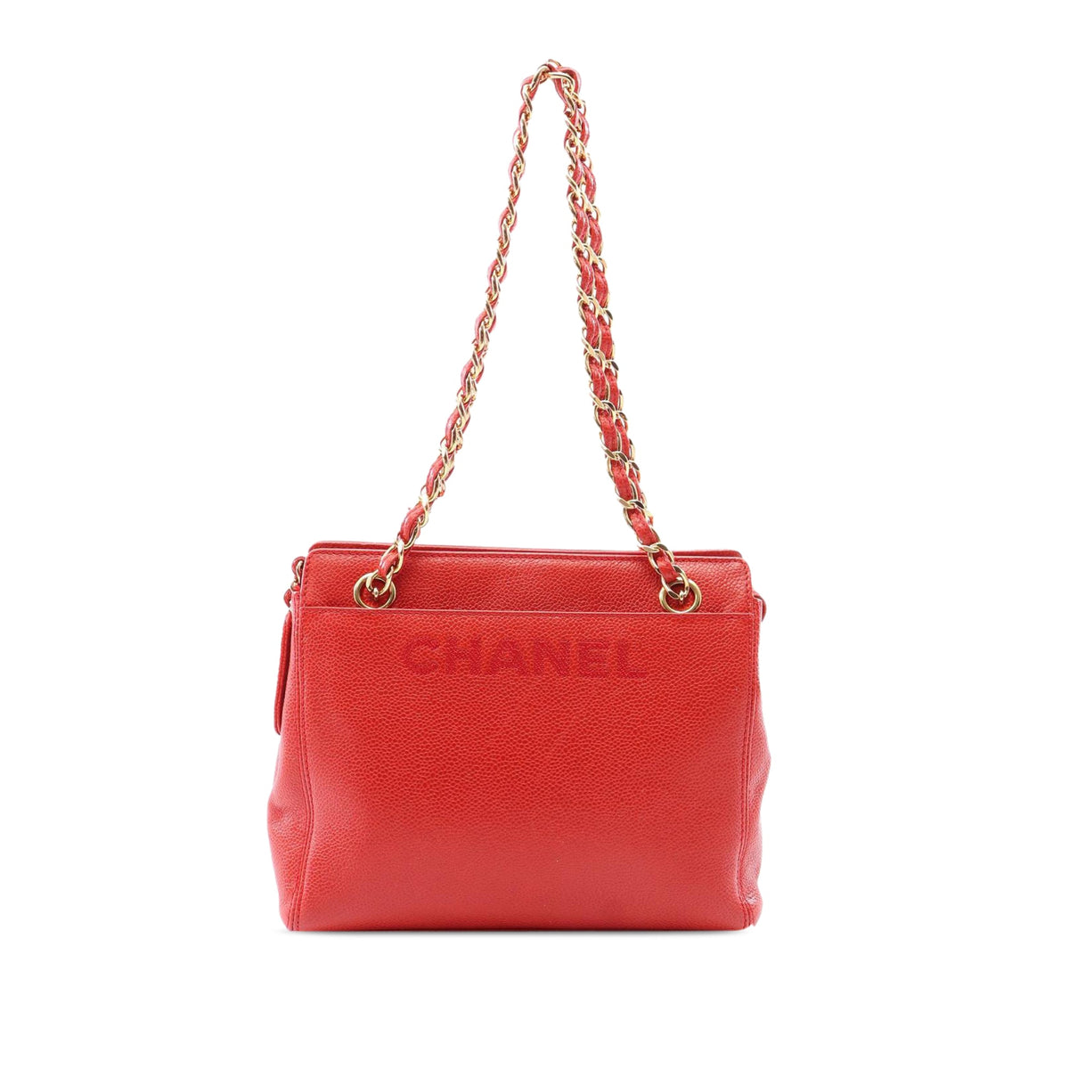 Chanel Caviar Shoulder Bag — Red