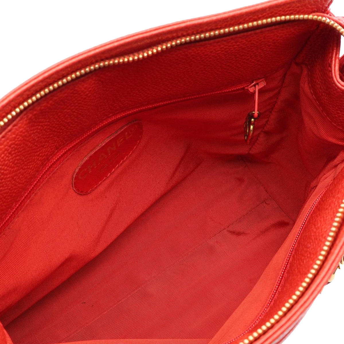 Chanel Caviar Shoulder Bag — Red