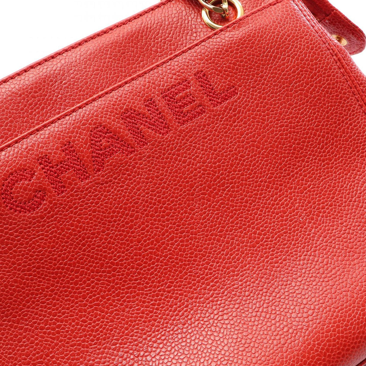 Chanel Caviar Shoulder Bag — Red