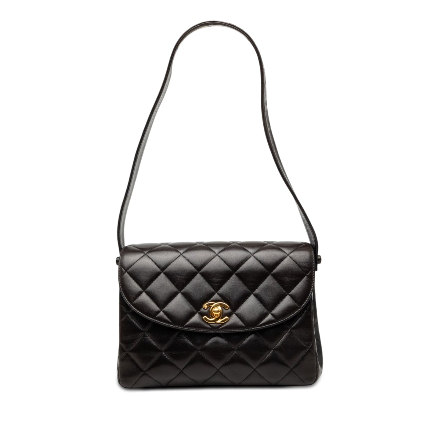 Chanel CC Quilted Lambskin Half Moon Flap