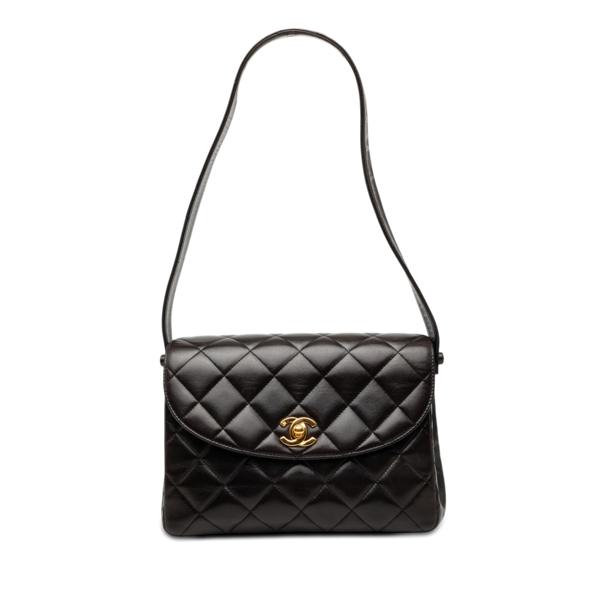 Chanel CC Quilted Lambskin Half Moon Flap