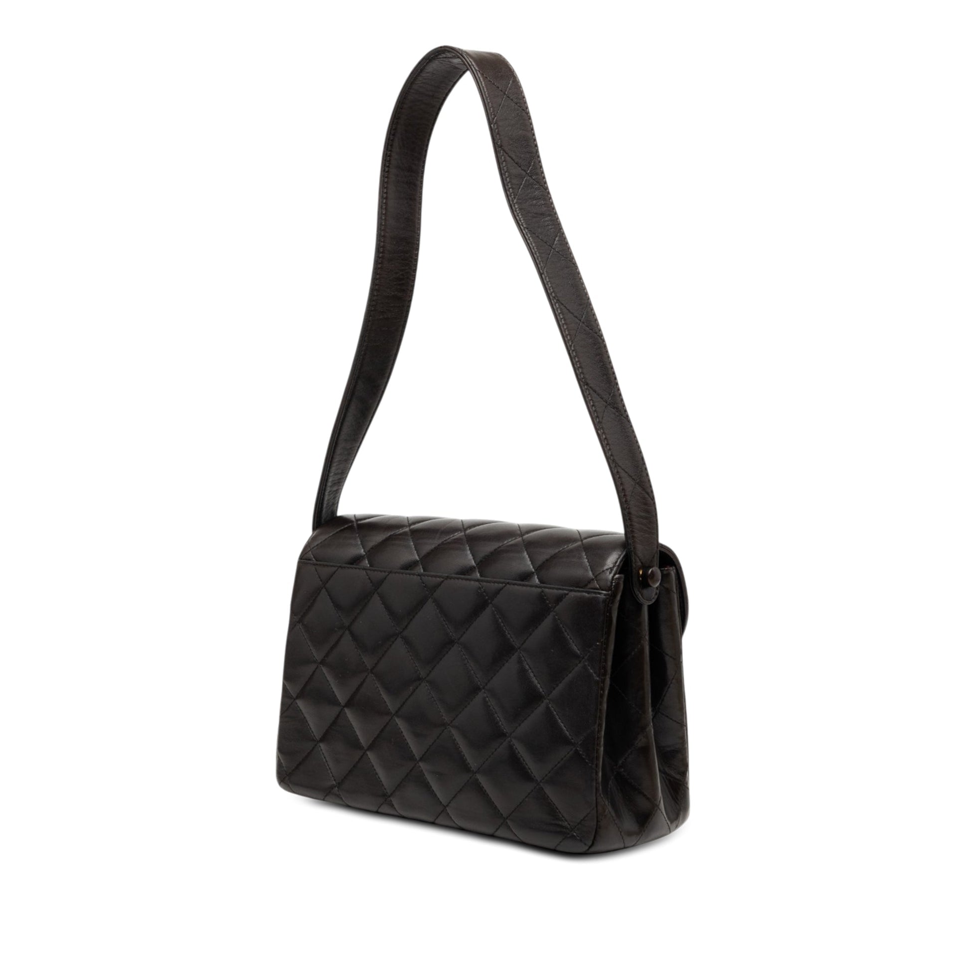 Chanel CC Quilted Lambskin Half Moon Flap