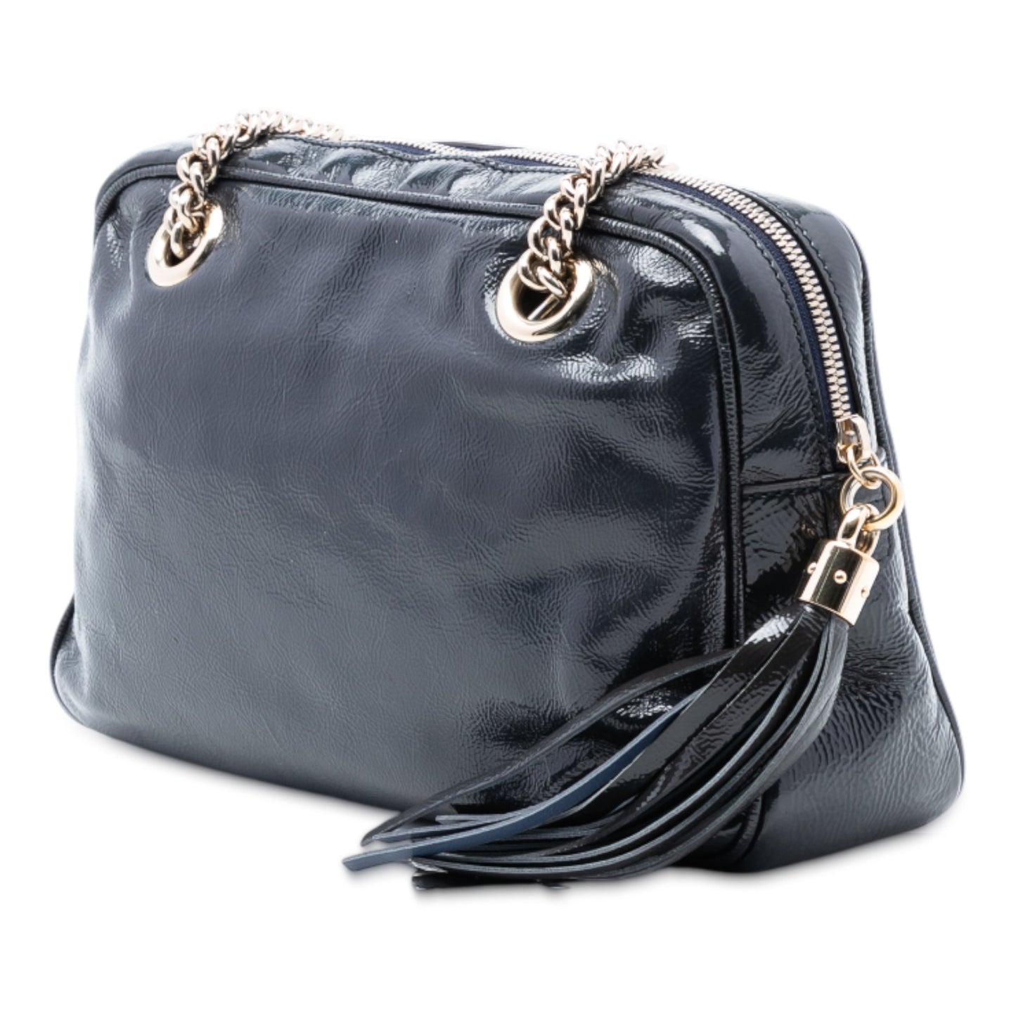 Patent Soho Chain Zip Shoulder Bag