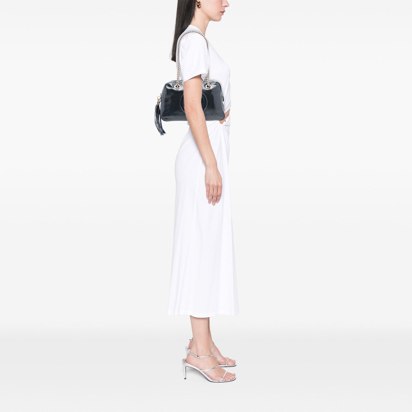 Patent Soho Chain Zip Shoulder Bag