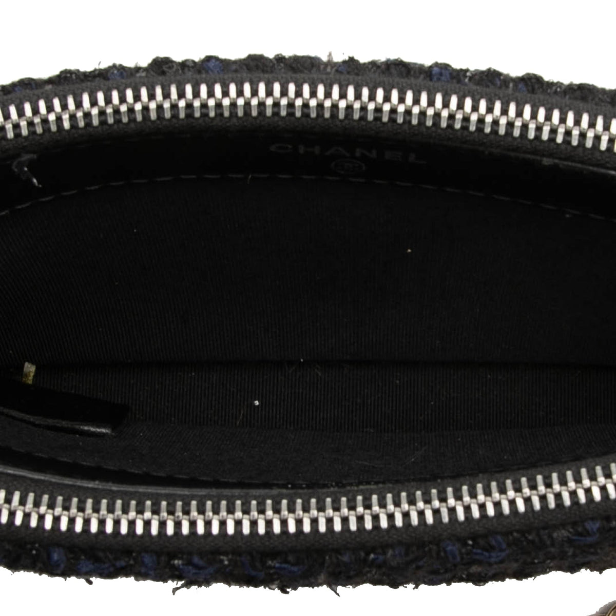 Chanel Tweed Gabrielle Double Zip Clutch with Chain — Black