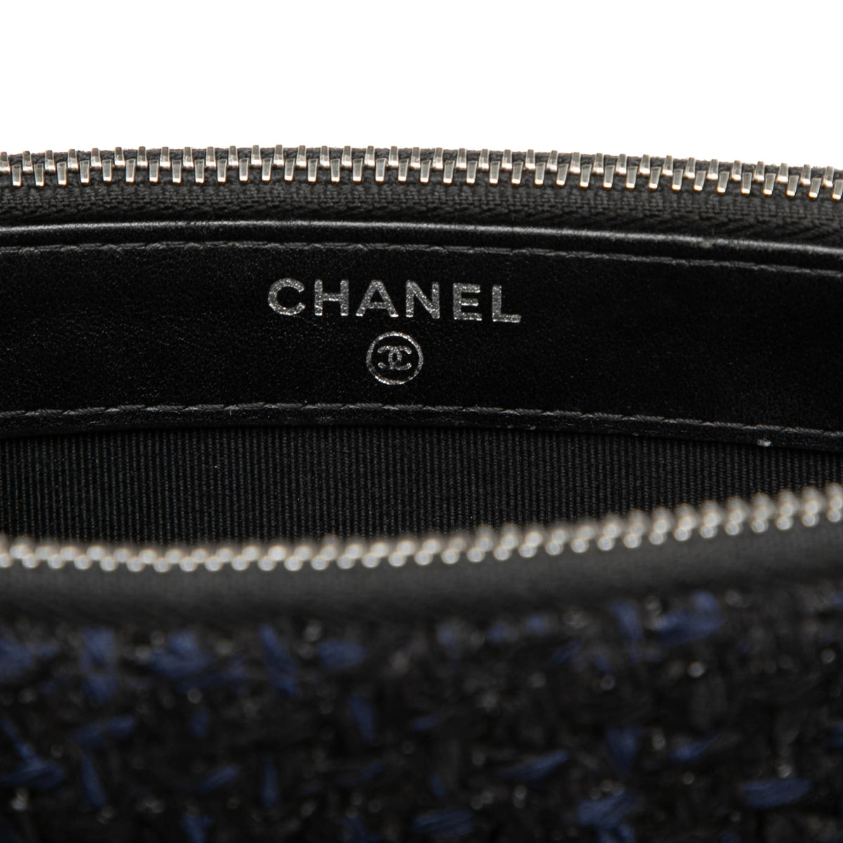 Chanel Tweed Gabrielle Double Zip Clutch with Chain — Black